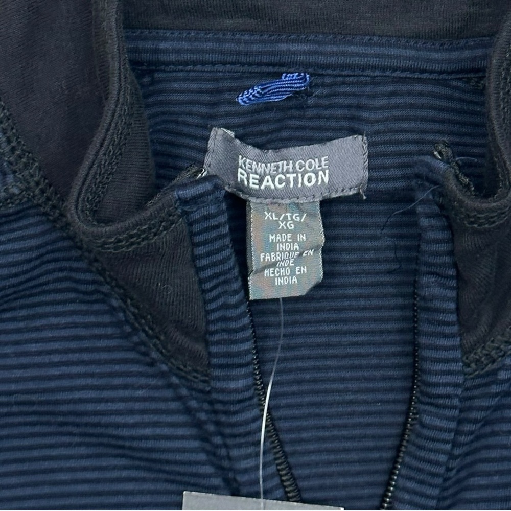 Kenneth Cole Reaction Blue Stripe Full Zip Sweater Jacket NWT - Mens XL - Picture 2 of 6
